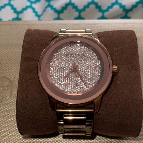 Michael Kors Rose Gold-Tone Diamond Face Watch